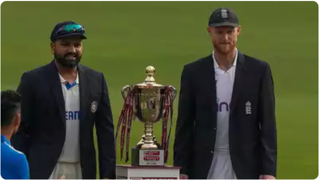 Image shows Rohit Sharma and Ravindra Jadeja celebrating their centuries during the England versus India Test Series, 2024.