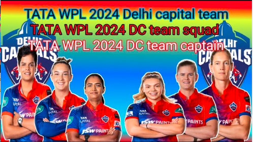 Delhi Capitals cricket team logo with a list of players below.