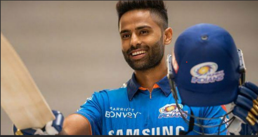 Image of Surya Kumar Yadav batting in a Mumbai Indians jersey.