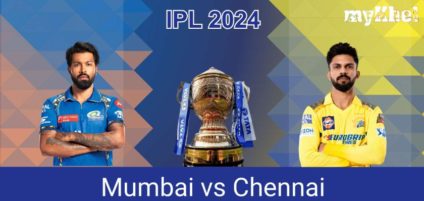 Image of a cricket match between Chennai Super Kings and Mumbai Indians in the TATA IPL 2024 season.