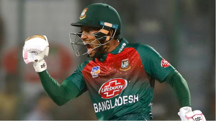 Mushfiqur Rahim practicing in a cricket net session, wearing his Bangladesh team training gear.