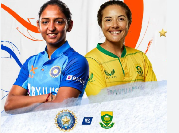 Illustration of cricket match between South Africa Women and India Women in Bengaluru and Chennai, 2024.