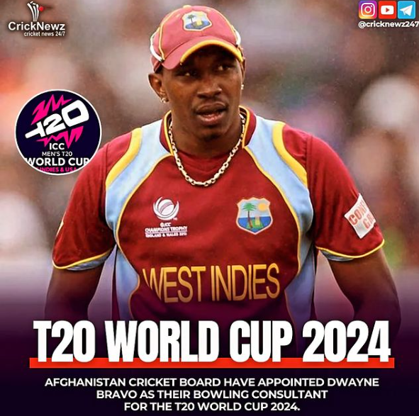 Afghanistan has appointed Dwayne Bravo as a bowling consultant for T20 World Cup 2024